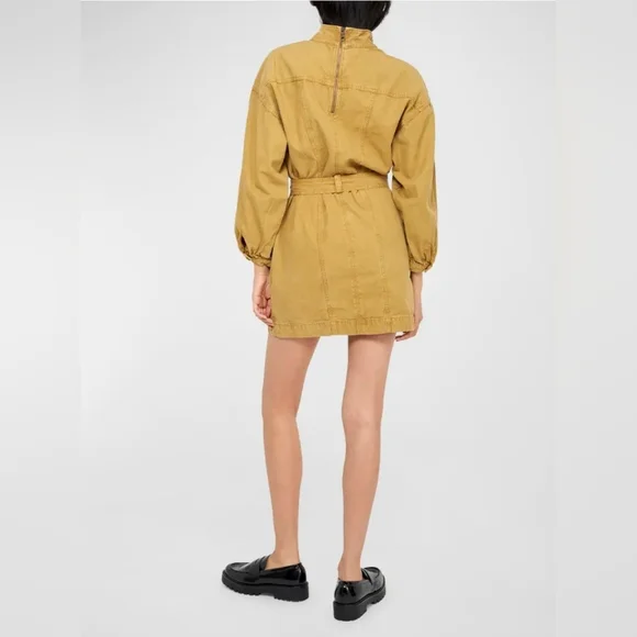 Joie Chantria Belted Cowl-Neck Utility Mini Dress Size Large ECRU OLIVE NEW! - Picture 4 of 11